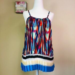 Jealous Tomato Top Blouse Size S Multi Color Pleated  NWT